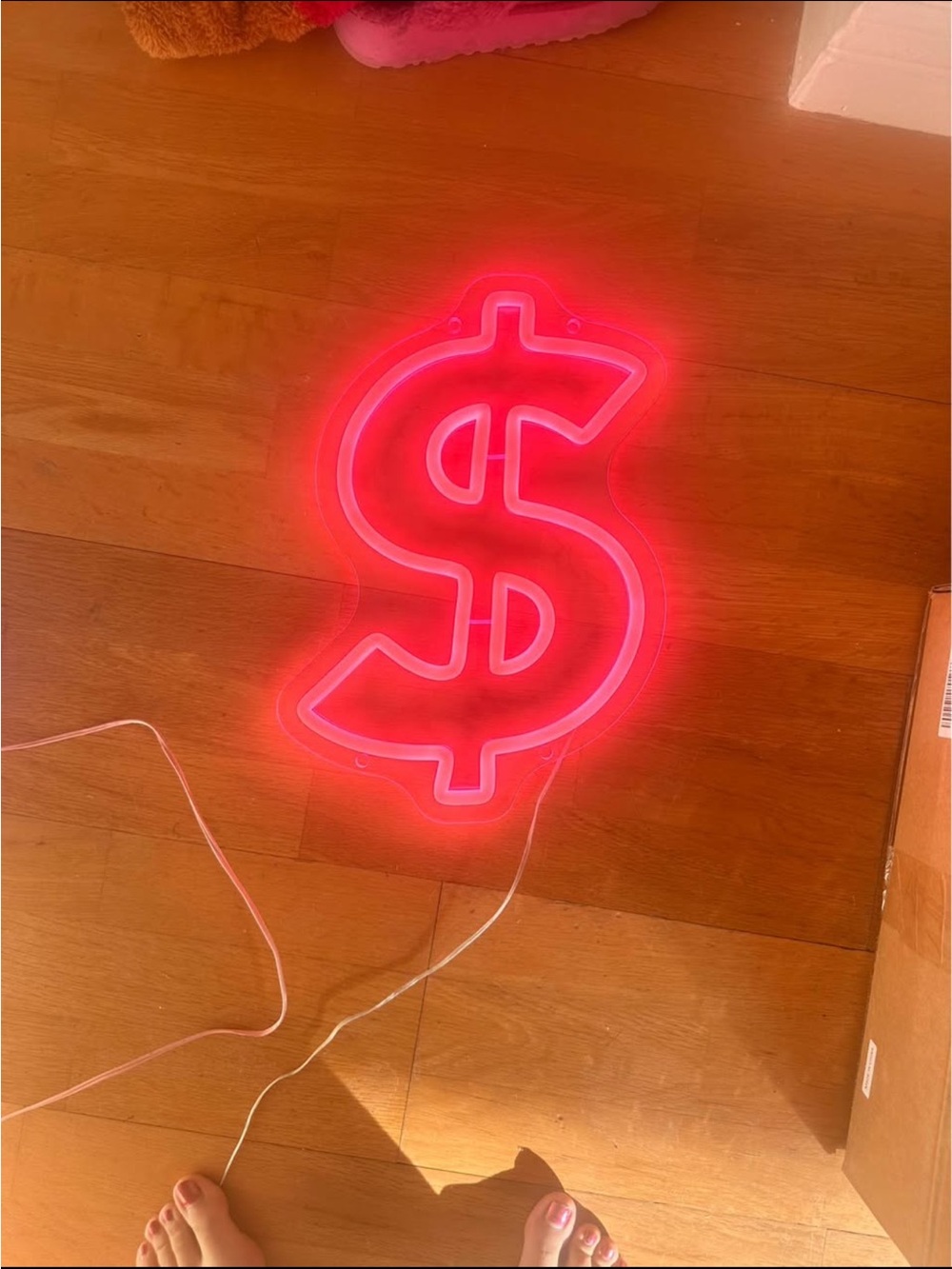 Hot Pink Dollar Sign Neon Wall Light
